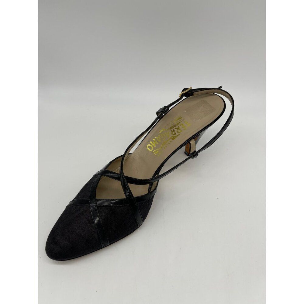 Salvatore Ferragamo Women Black Strappy Heeled Sandal Shoes Size 7.5 - Picture 3 of 9